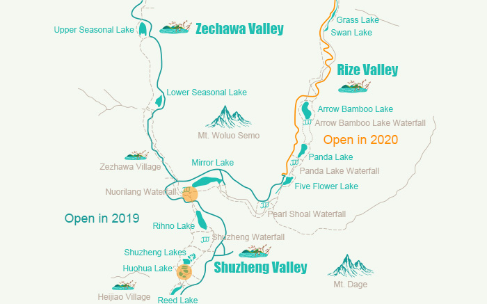 Jiuzhaigou Open Area Map